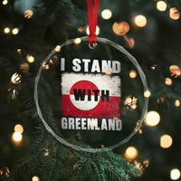 I Stand With Greenland Crystal Glass Ornament Support Greenlanders Vintage Greenland Flag