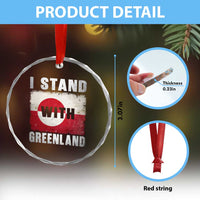 I Stand With Greenland Crystal Glass Ornament Support Greenlanders Vintage Greenland Flag