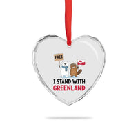 I Stand With Greenland Heart Crystal Glass Ornament Anti Authoritarian Political Gag Gift