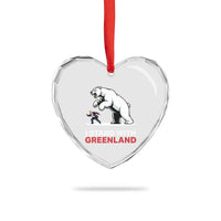 I Stand With Greenland Heart Crystal Glass Ornament Anti Fascist Political Parody Gift