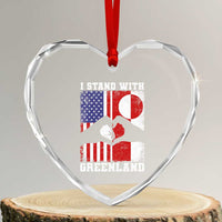 I Stand With Greenland Heart Crystal Glass Ornament Greenlander US Flag Greenland American Usa America