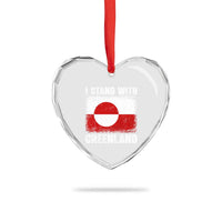 I Stand With Greenland Heart Crystal Glass Ornament Grunge Flag