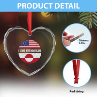 I Stand With Greenland Heart Crystal Glass Ornament Political Protest Greenlander American Flag