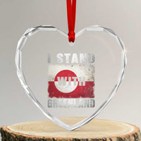 I Stand With Greenland Heart Crystal Glass Ornament Support Greenlanders Vintage Greenland Flag