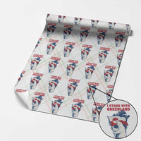 I Stand With Greenland Patriotic Wrapping Paper Roll Polar Bear Holding Flag Over Map