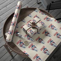 I Stand With Greenland Patriotic Wrapping Paper Roll Polar Bear Holding Flag Over Map