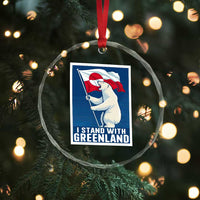 I Stand With Greenland Polar Bear Resist Crystal Glass Ornament Vintage Patriotic Propaganda Sovereignty Protest