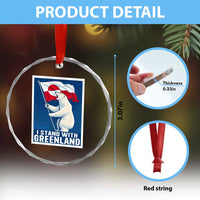 I Stand With Greenland Polar Bear Resist Crystal Glass Ornament Vintage Patriotic Propaganda Sovereignty Protest