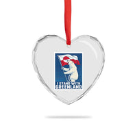 I Stand With Greenland Polar Bear Resist Heart Crystal Glass Ornament Vintage Patriotic Propaganda Sovereignty Protest