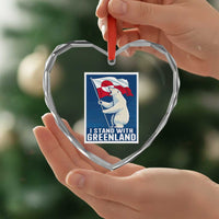 I Stand With Greenland Polar Bear Resist Heart Crystal Glass Ornament Vintage Patriotic Propaganda Sovereignty Protest