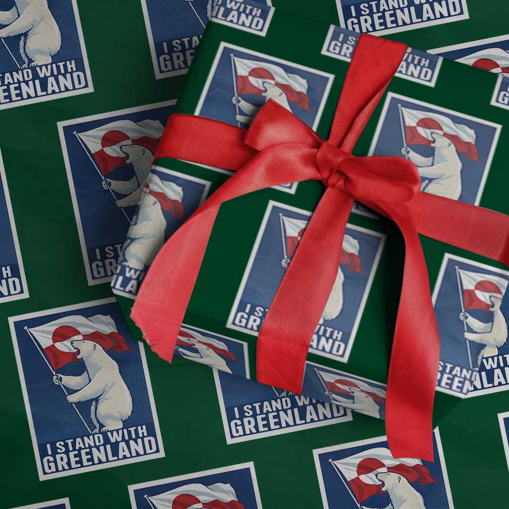 I Stand With Greenland Polar Bear Resist Wrapping Paper Roll Vintage Patriotic Propaganda Sovereignty Protest