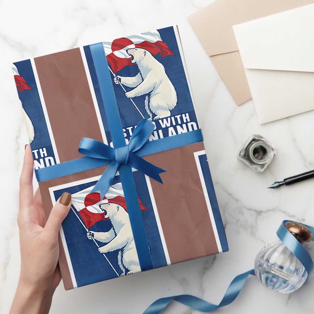 I Stand With Greenland Polar Bear Resist Wrapping Paper Roll Vintage Patriotic Propaganda Sovereignty Protest