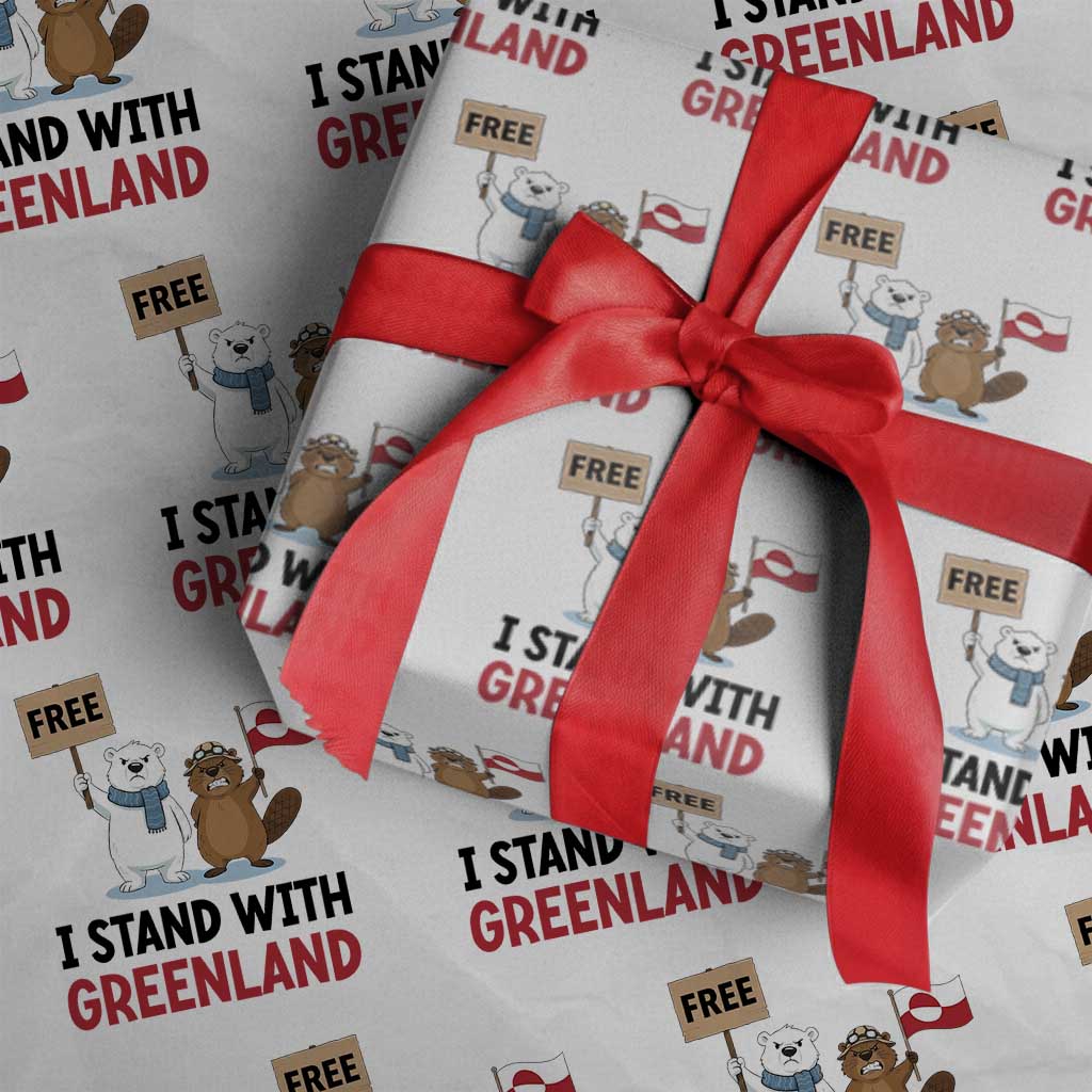I Stand With Greenland Wrapping Paper Roll Anti Authoritarian Political Gag Gift