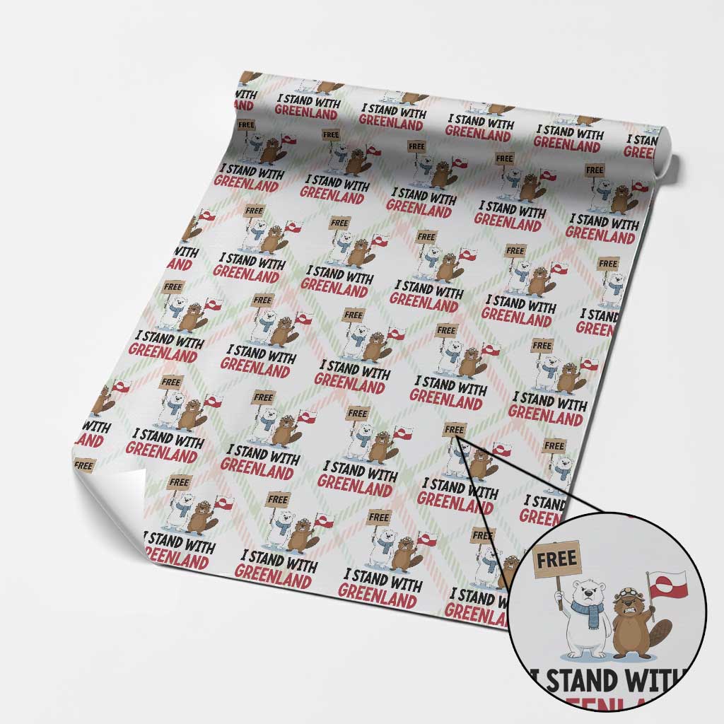I Stand With Greenland Wrapping Paper Roll Anti Authoritarian Political Gag Gift