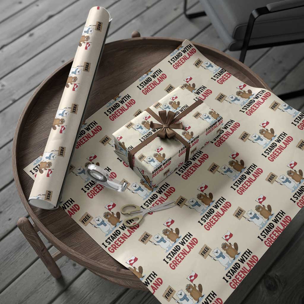 I Stand With Greenland Wrapping Paper Roll Anti Authoritarian Political Gag Gift