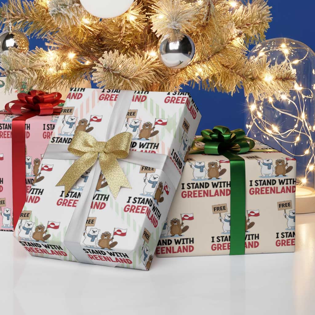 I Stand With Greenland Wrapping Paper Roll Anti Authoritarian Political Gag Gift