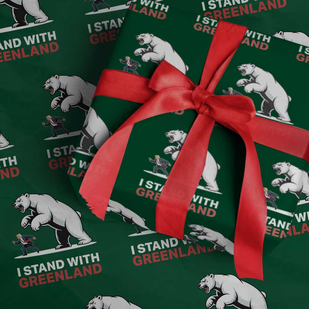 I Stand With Greenland Wrapping Paper Roll Anti Fascist Political Parody Gift