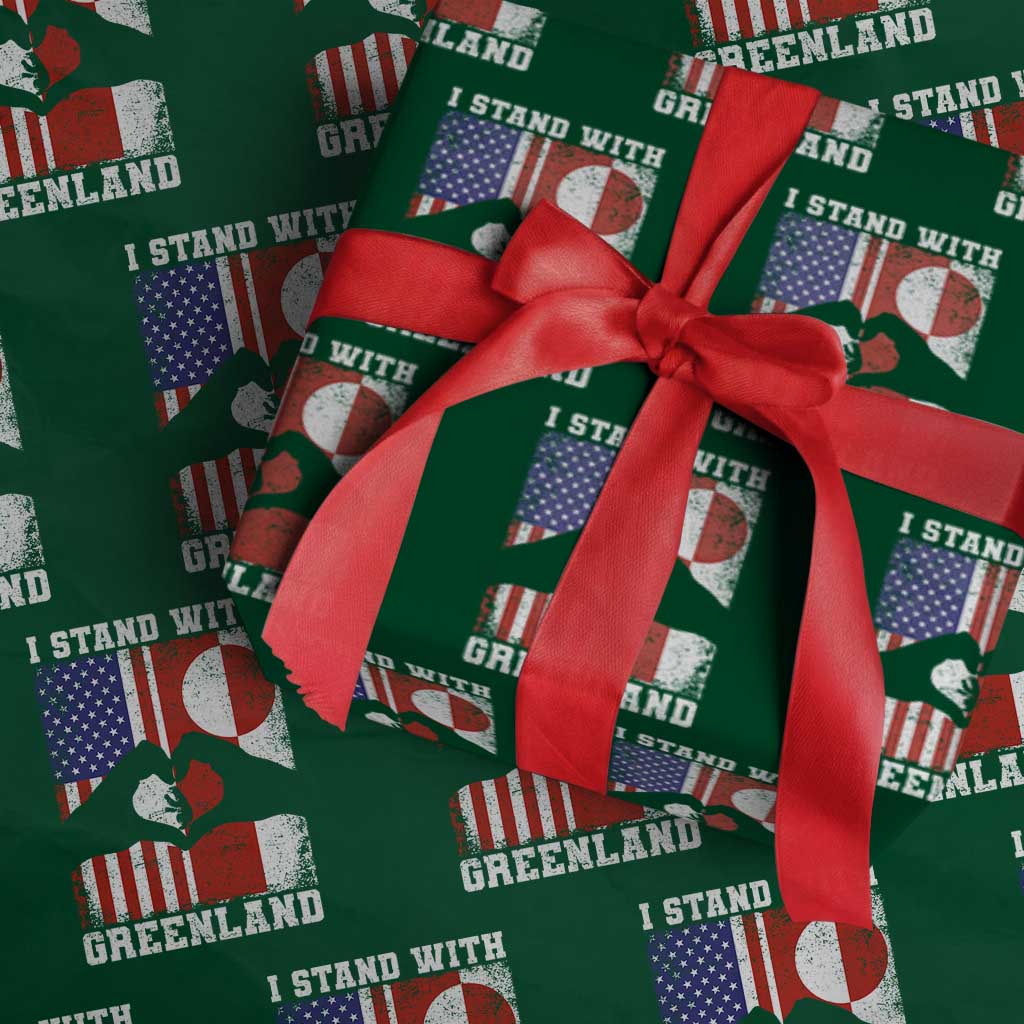 I Stand With Greenland Wrapping Paper Roll Greenlander US Flag Greenland American Usa America