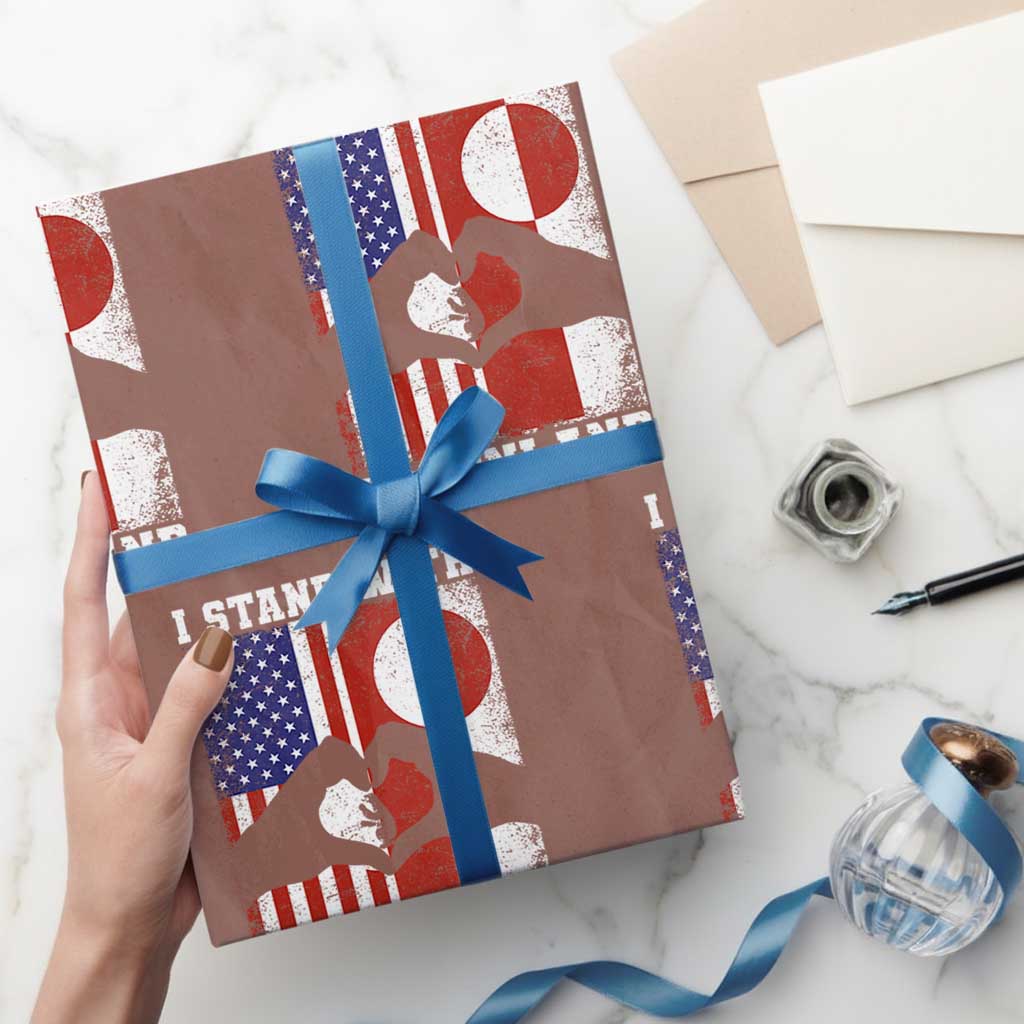 I Stand With Greenland Wrapping Paper Roll Greenlander US Flag Greenland American Usa America