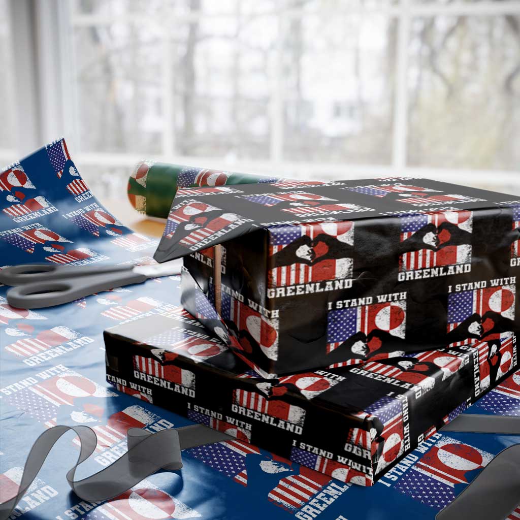 I Stand With Greenland Wrapping Paper Roll Greenlander US Flag Greenland American Usa America