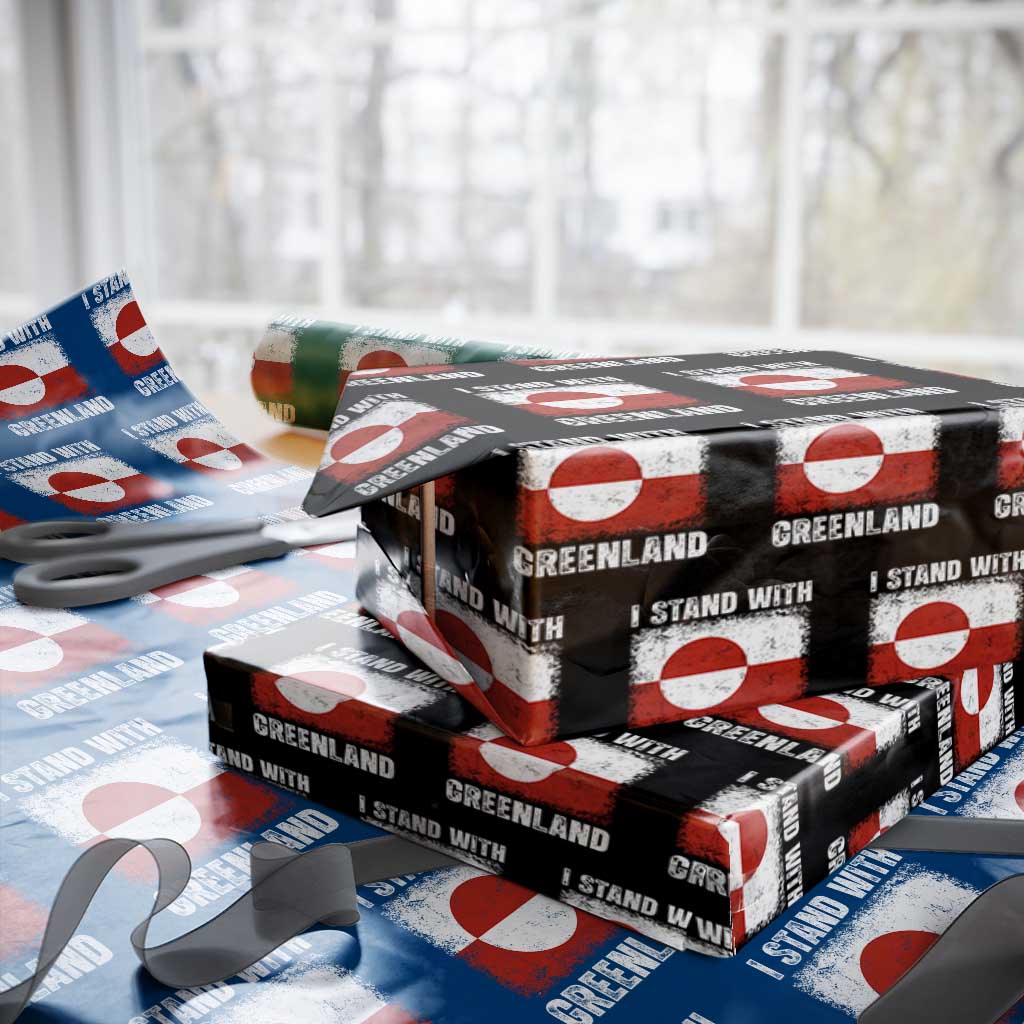 I Stand With Greenland Wrapping Paper Roll Grunge Flag