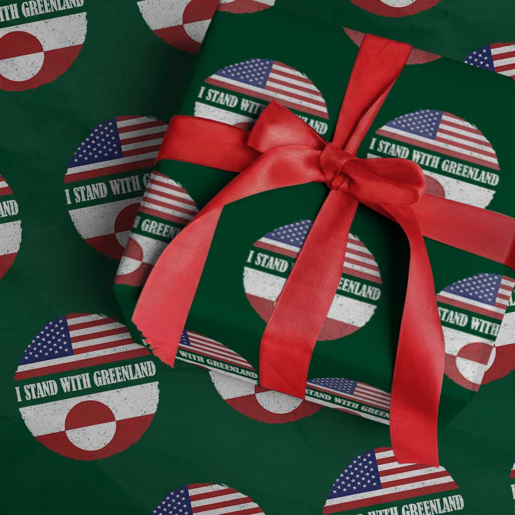 I Stand With Greenland Wrapping Paper Roll Political Protest Greenlander American Flag