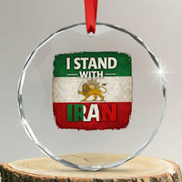 I Stand With Iran Crystal Glass Ornament Free Iran Support Persian Lion Flag
