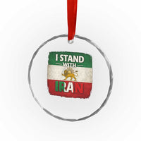 I Stand With Iran Crystal Glass Ornament Free Iran Support Persian Lion Flag