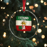 I Stand With Iran Crystal Glass Ornament Free Iran Support Persian Lion Flag