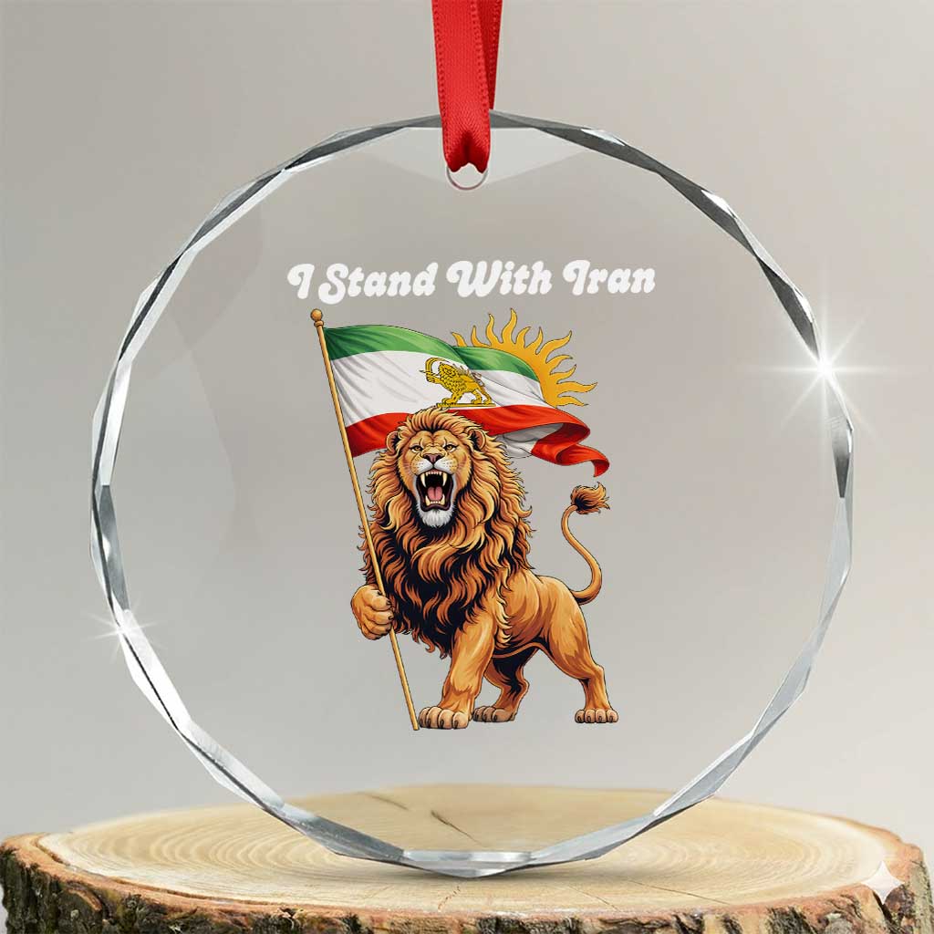 I Stand With Iran Crystal Glass Ornament Freedom Lion Patriotic Resistance Gift