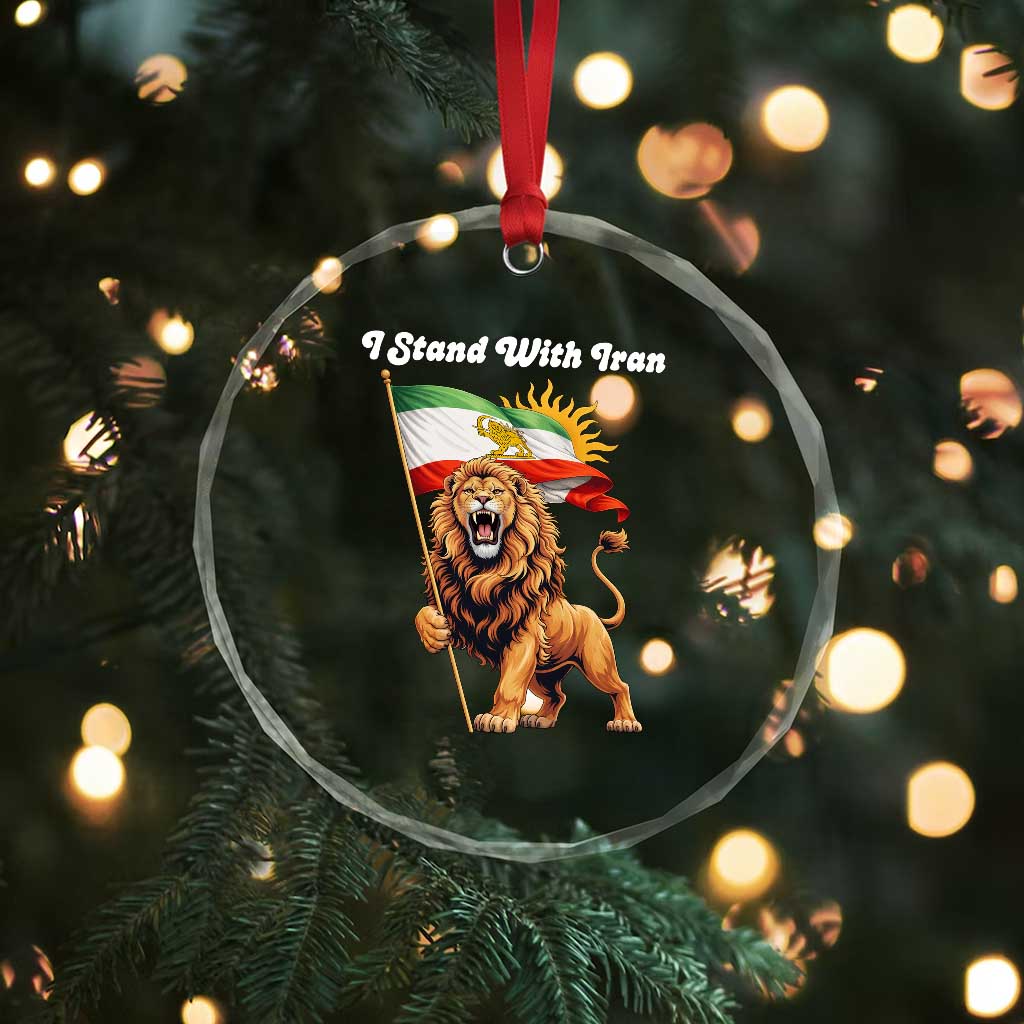 I Stand With Iran Crystal Glass Ornament Freedom Lion Patriotic Resistance Gift