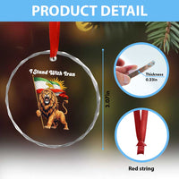 I Stand With Iran Crystal Glass Ornament Freedom Lion Patriotic Resistance Gift