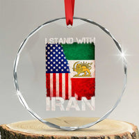 I Stand With Iran Crystal Glass Ornament Persian American Flag USA Persia Lion And Sun Iran