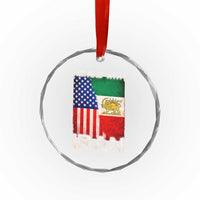 I Stand With Iran Crystal Glass Ornament Persian American Flag USA Persia Lion And Sun Iran