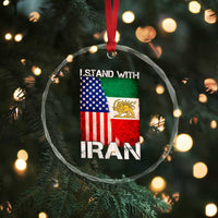 I Stand With Iran Crystal Glass Ornament Persian American Flag USA Persia Lion And Sun Iran