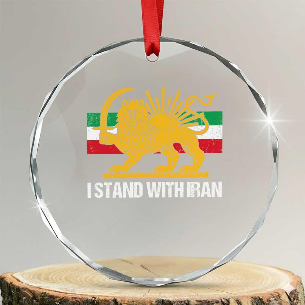 I Stand With Iran Crystal Glass Ornament Shir o Khorshid Lion And Sun Iran Persia