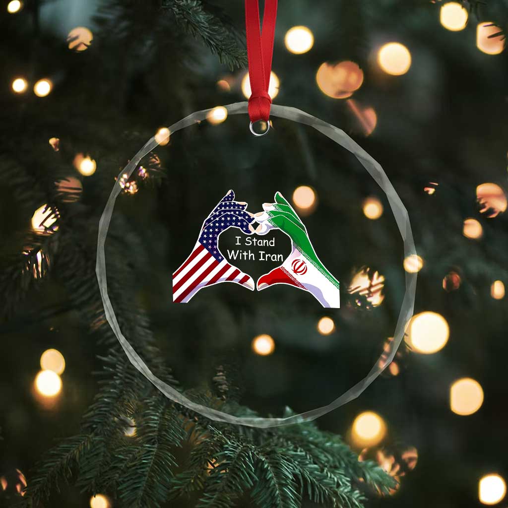 I Stand With Iran Crystal Glass Ornament Support Iranian People For Peace