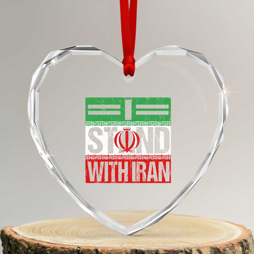 I Stand With Iran Heart Crystal Glass Ornament Iranian People Freedom Protest