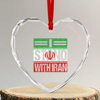 I Stand With Iran Heart Crystal Glass Ornament Iranian People Freedom Protest