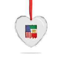 I Stand With Iran Heart Crystal Glass Ornament Persian American Flag USA Persia Lion And Sun Iran