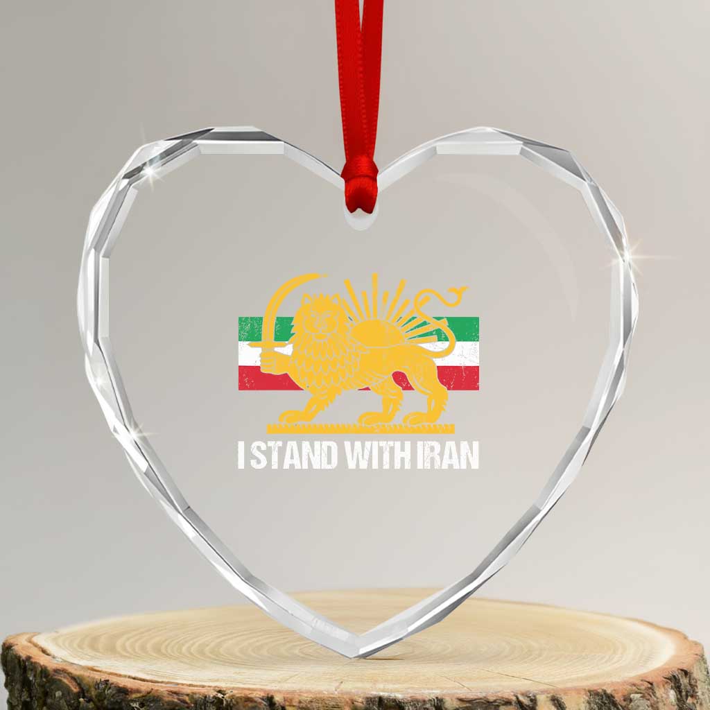 I Stand With Iran Heart Crystal Glass Ornament Shir o Khorshid Lion And Sun Iran Persia