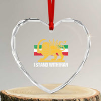 I Stand With Iran Heart Crystal Glass Ornament Shir o Khorshid Lion And Sun Iran Persia
