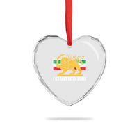 I Stand With Iran Heart Crystal Glass Ornament Shir o Khorshid Lion And Sun Iran Persia