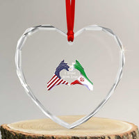 I Stand With Iran Heart Crystal Glass Ornament Support Iranian People For Peace