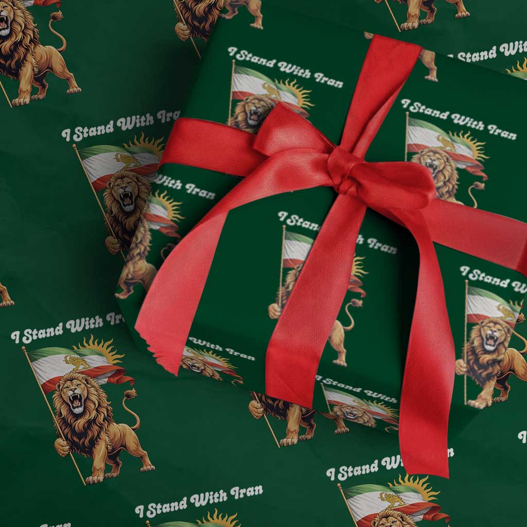 I Stand With Iran Wrapping Paper Roll Freedom Lion Patriotic Resistance Gift