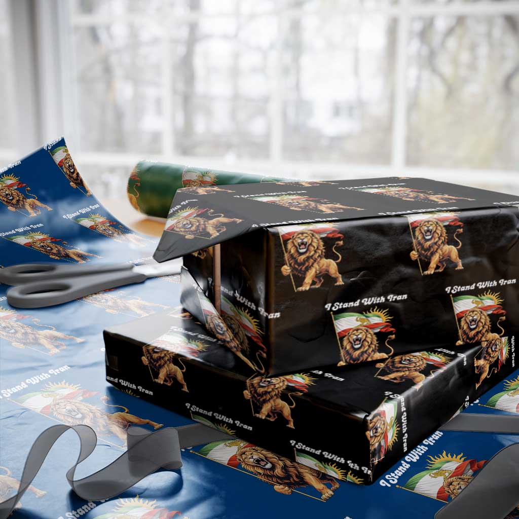 I Stand With Iran Wrapping Paper Roll Freedom Lion Patriotic Resistance Gift