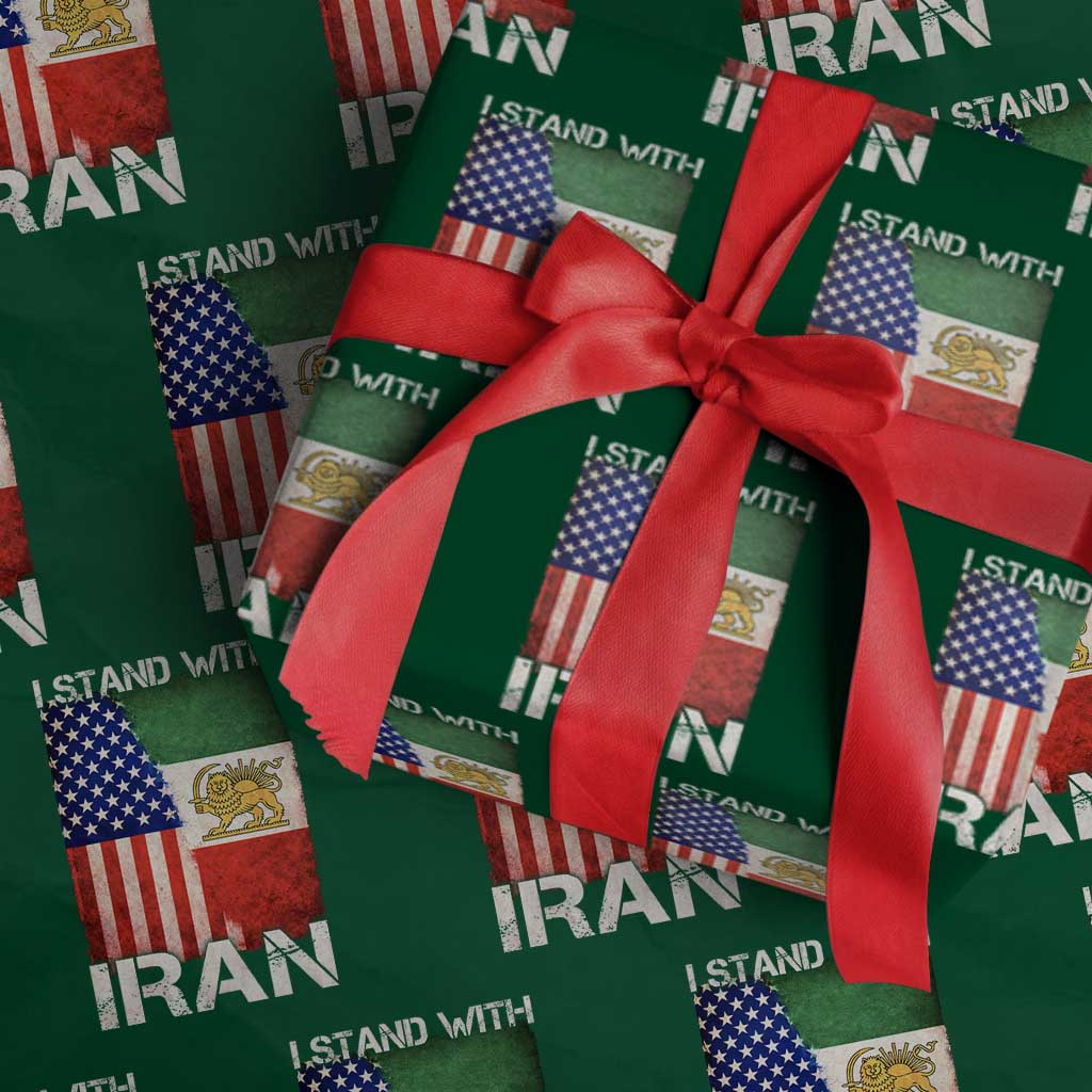 I Stand With Iran Wrapping Paper Roll Persian American Flag USA Persia Lion And Sun Iran