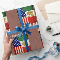 I Stand With Iran Wrapping Paper Roll Persian American Flag USA Persia Lion And Sun Iran