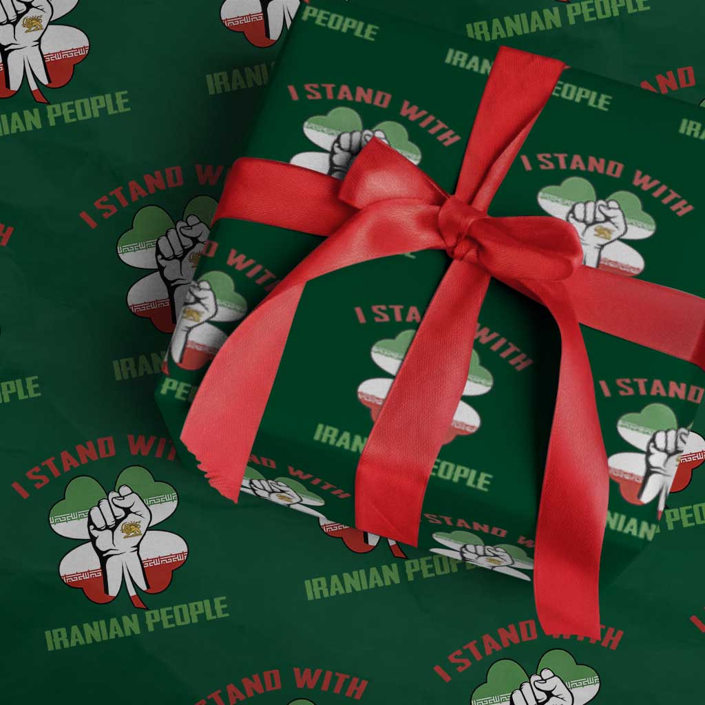 I Stand With Iranian People Freedom Supporters Wrapping Paper Roll Raised Fist Persian Flag Iran Revolution