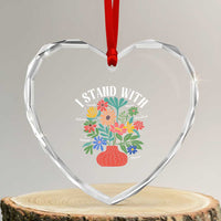 I Stand With Mexico Greenland Ukraine Canada Palestine Panama Heart Crystal Glass Ornament Colorful Floral Solidarity Global Unity